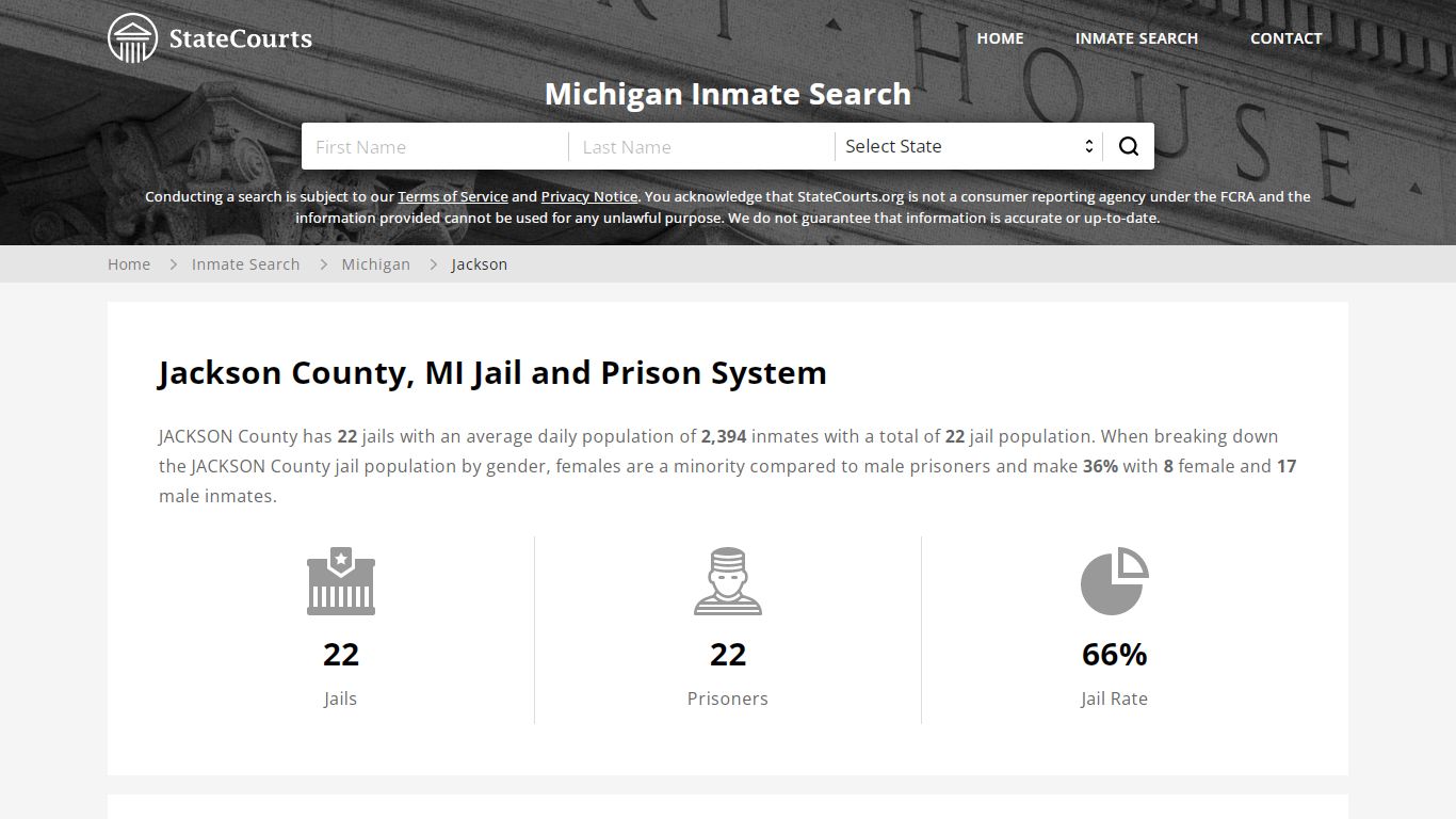 Jackson County, MI Inmate Search - StateCourts