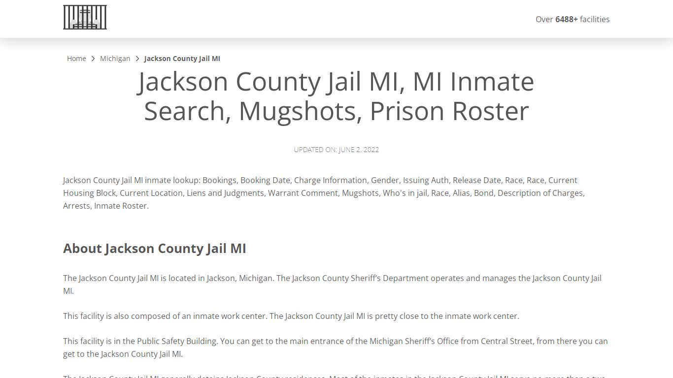 Jackson County Jail MI, MI Inmate Search, Mugshots, Prison ...
